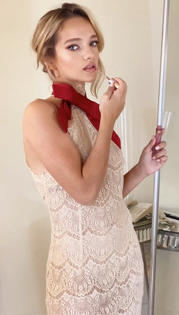 Crème , Glaze Lace Gown
